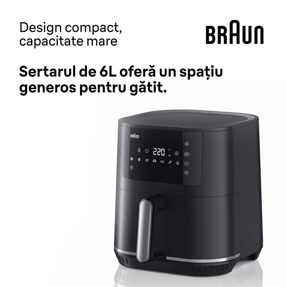 Friteuza cu aer cald BRAUN MultiFry 5 HF5034, 6l, 1.6kg, 2700W, negru-argintiu