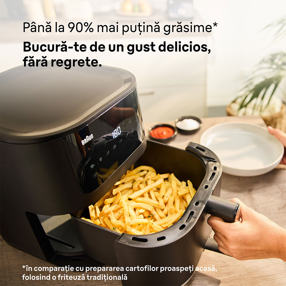 Friteuza cu aer cald BRAUN MultiFry 5 HF5034, 6l, 1.6kg, 2700W, negru-argintiu