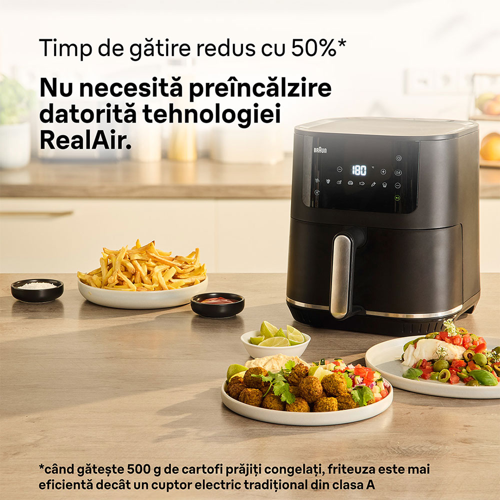 Friteuza cu aer cald BRAUN MultiFry 5 HF5034, 6l, 1.6kg, 2700W, negru-argintiu
