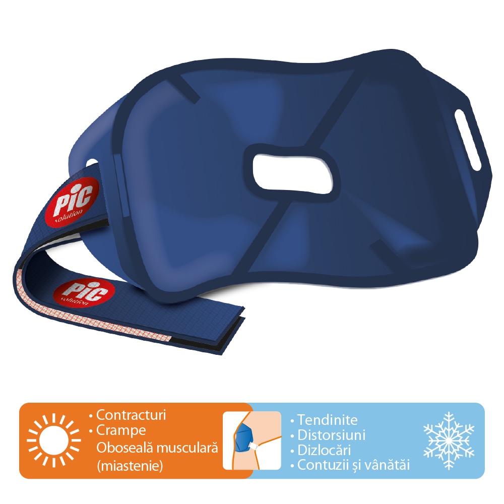 Compresa reutilizabila PIC SOLUTION ThermoGel pentru genunchi, 17x30cm