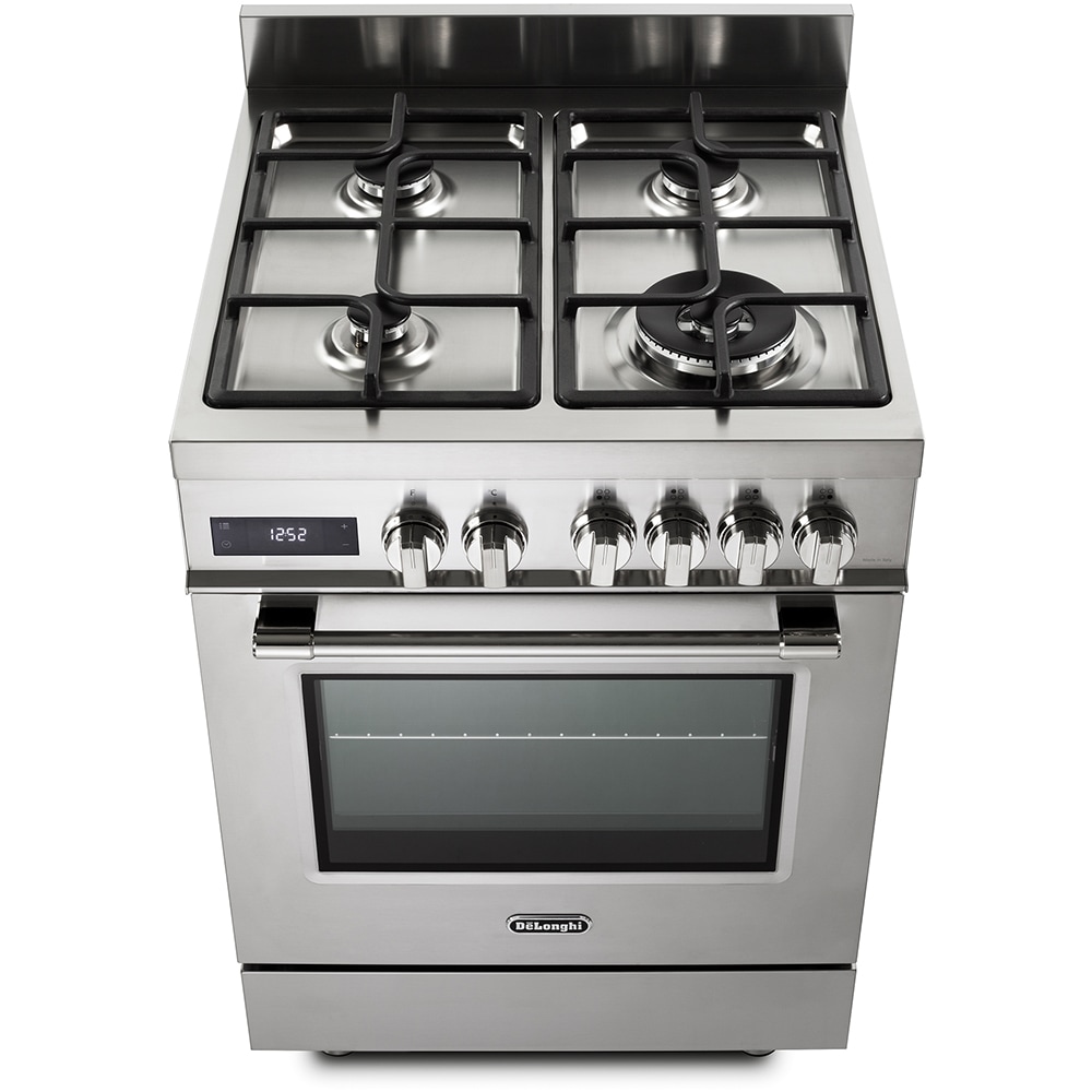 Aragaz profesional DELONGHI PRO 66 MXL PZ RO, 4 arzatoare, Gaz + Electric, L 60 cm, Grill, inox
