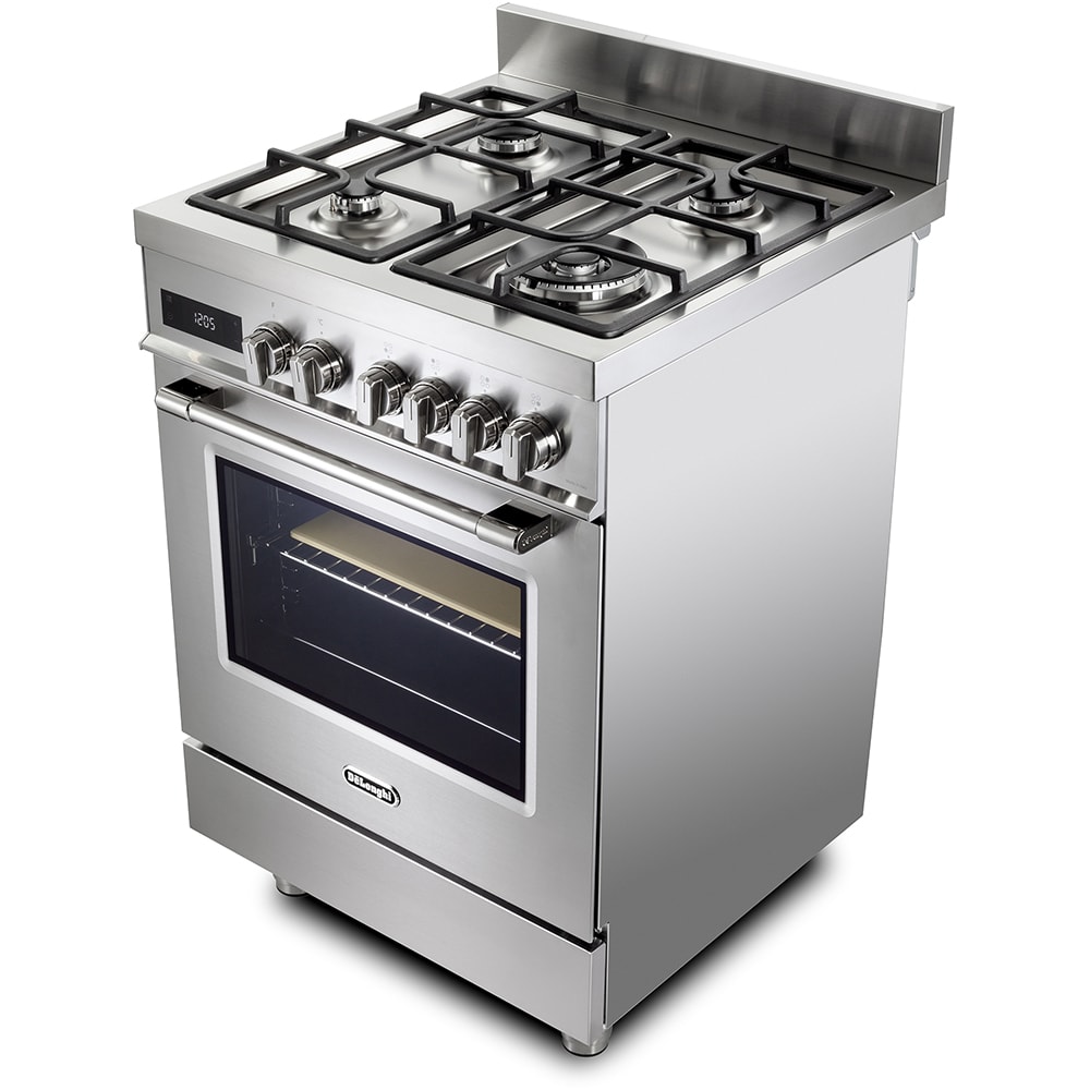 Aragaz profesional DELONGHI PRO 66 MXL PZ RO, 4 arzatoare, Gaz + Electric, L 60 cm, Grill, inox