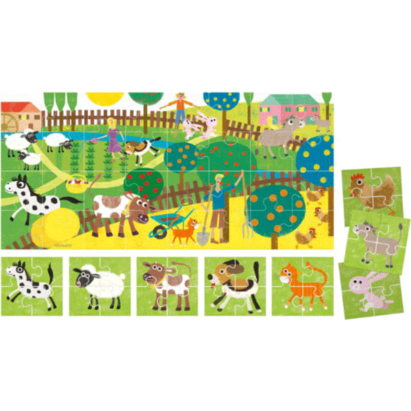 Puzzle HEADU Ferma HE20508, 2 fete, 2 ani+, 32 piese