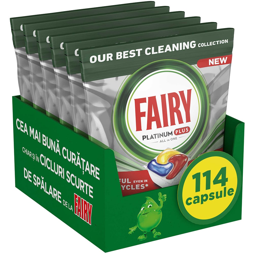 Detergent pentru masina de spalat vase FAIRY Platinum Plus, Anti-Dull, 114 capsule