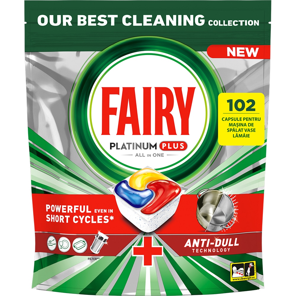 Detergent pentru masina de spalat vase FAIRY Platinum Plus, 102 capsule