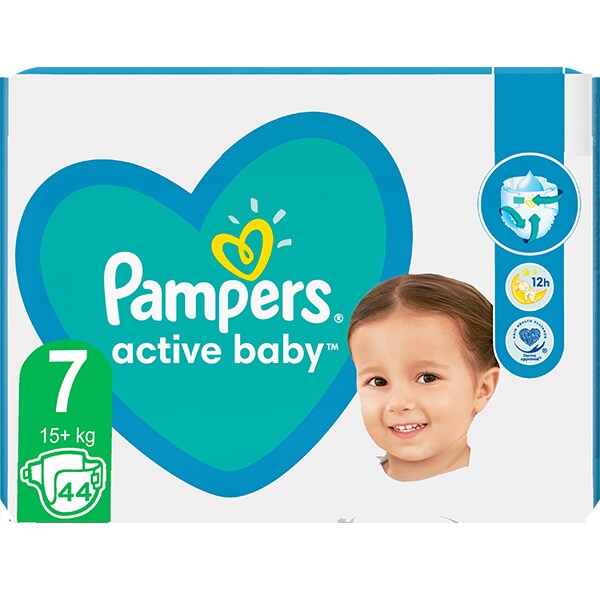 Scutece PAMPERS Active Baby Maxi Pack nr 7, Unisex, 15 kg+, 44 buc