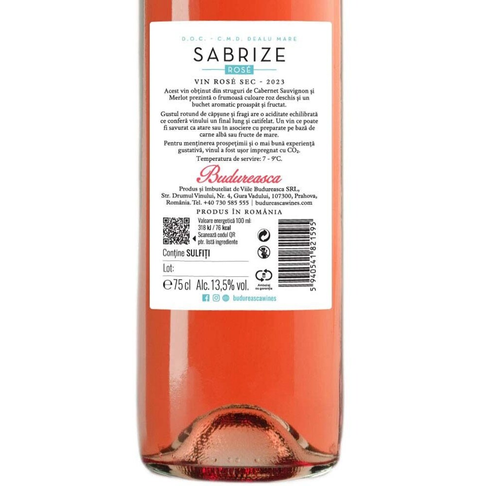 Vin rose sec Sabrize, 0.75L