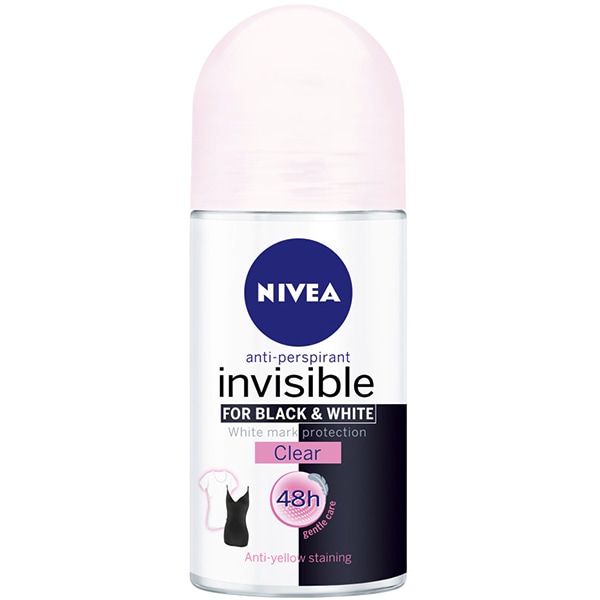 Deodorant roll-on antiperspirant NIVEA Invisible for Black&White Clear, pentru femei, 50 ml
