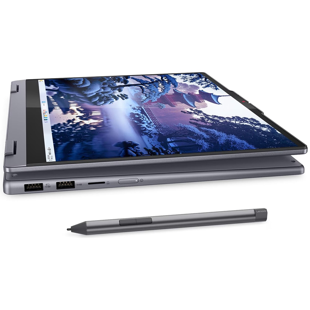 Laptop 2 in 1 LENOVO IdeaPad 5 14IAL10, Intel Core Ultra 5 225U pana la 4.8GHz, 14" WUXGA Touch, 16GB, SSD 512GB, Intel Graphics, Free DOS, Luna Grey