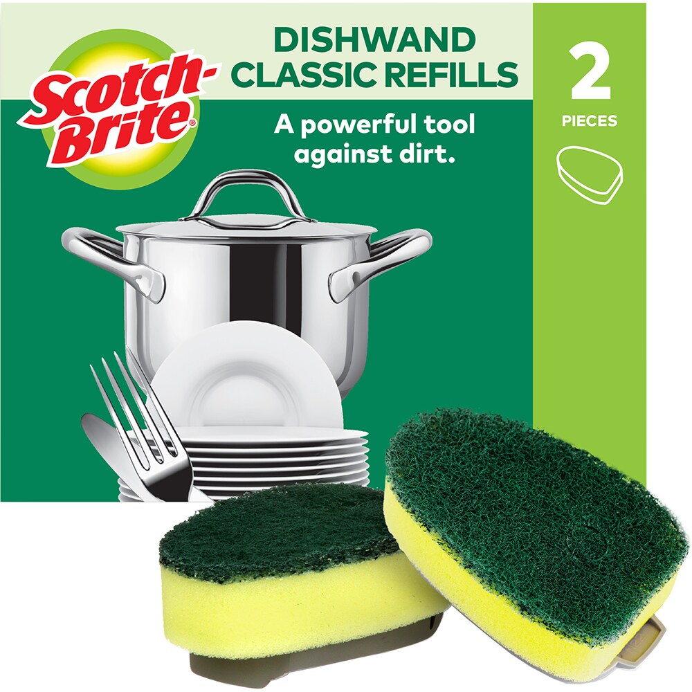 Rezerva burete de vase cu rezervor detergent SCOTCH-BRITE Click and Clean MMCC0200, 2 bucati, galben-verde