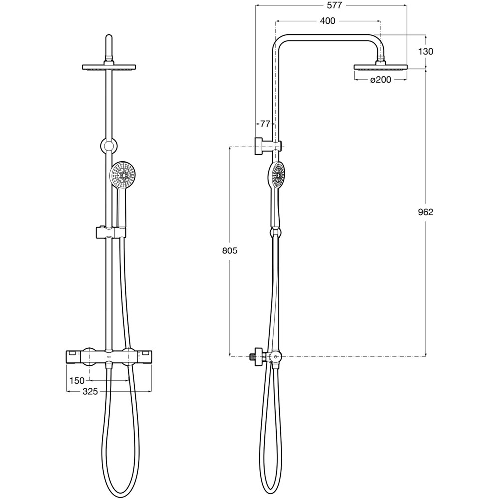 Sistem dus ROCA Victoria-T A5A9F18C00, termostat, 1 functie, crom