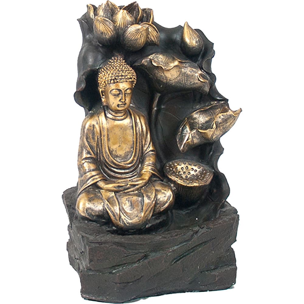 Fantana decorativa Qiang, rasina, 22 x 26 x 40 cm, LED, auriu