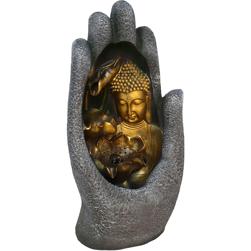 Fantana decorativa Lim, rasina, 21 x 29 x 61 cm, LED, auriu