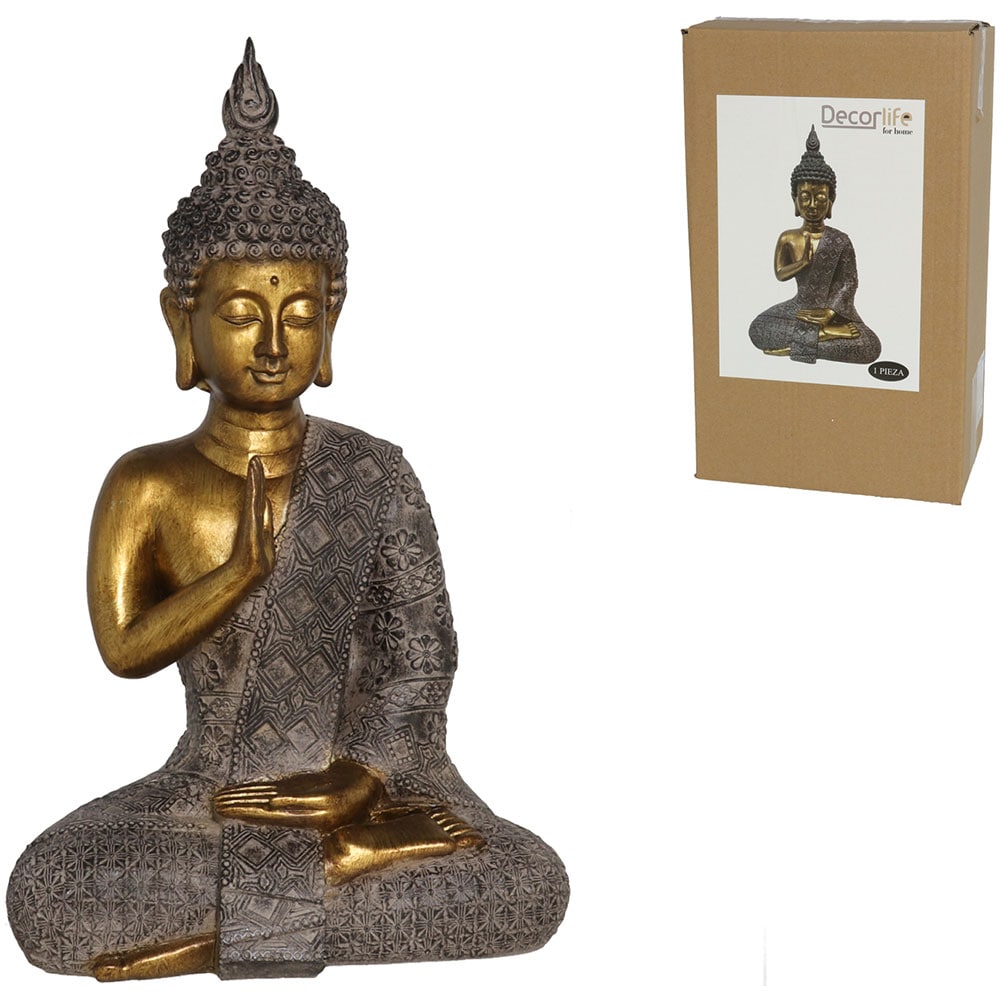Statueta decorativa Buddha Zuli, rasina, 15 x 25 x 39 cm, auriu