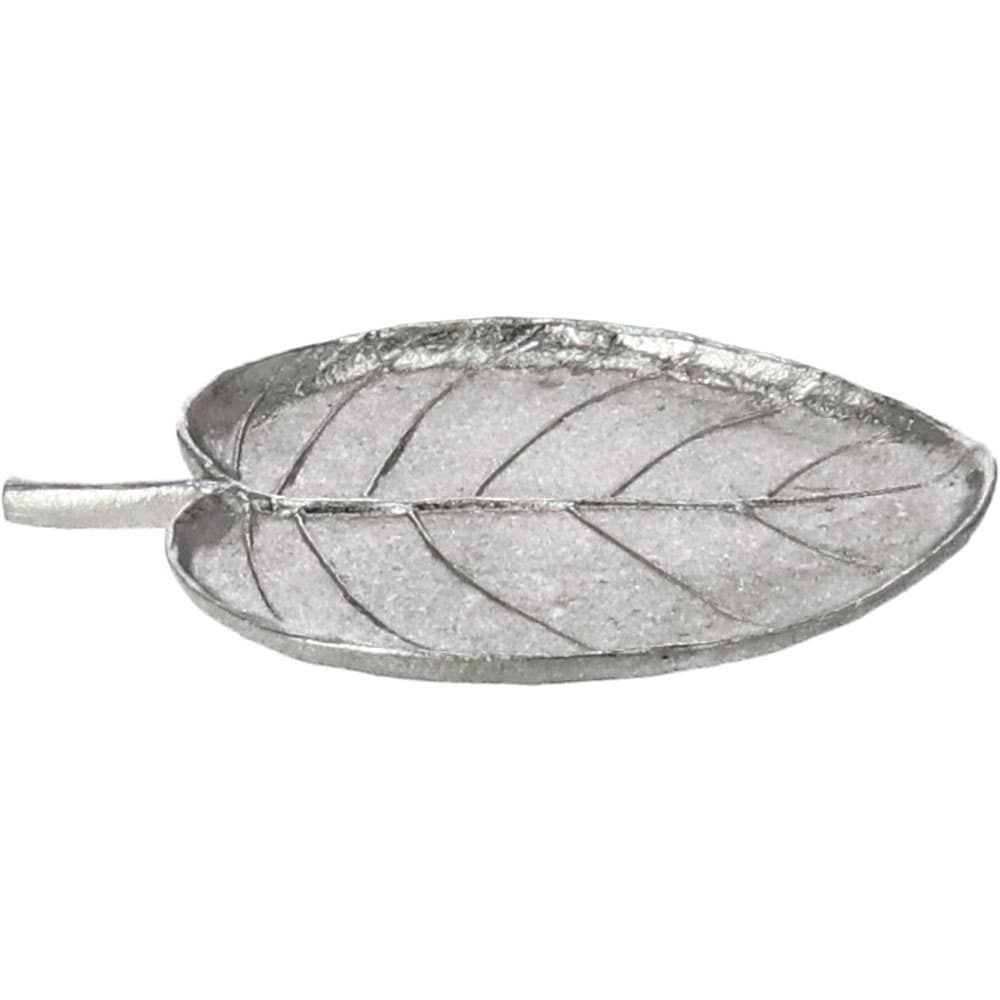 Decoratiune Frunza, rasina, 13 x 20 x 2 cm, argintiu