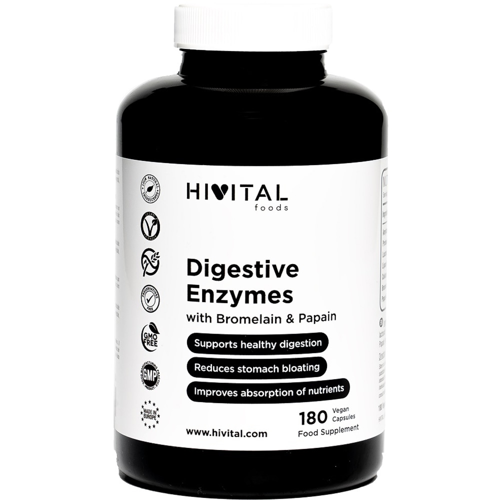 Enzime digestive cu Bromelaina si Papaina, 180 capsule, HIVITAL