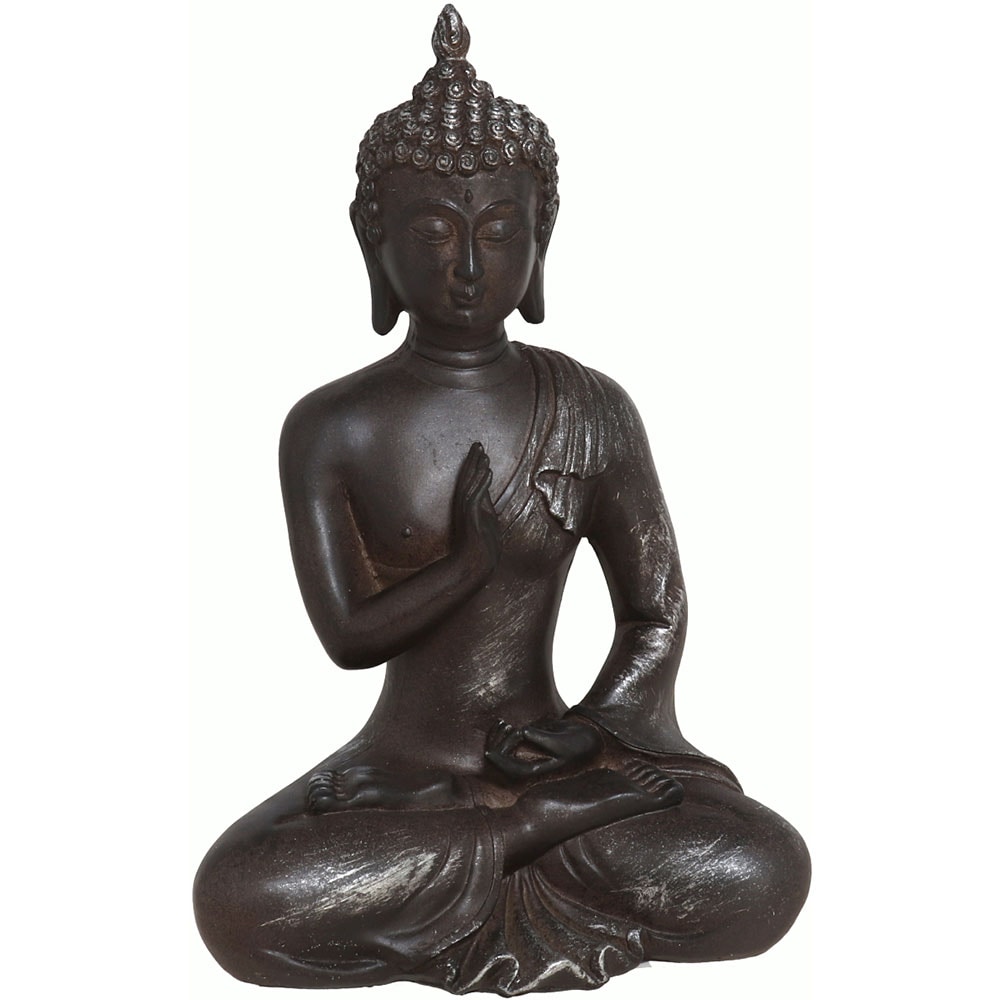 Statueta decorativa Buddha Bela, rasina, 11 x 16 x 23 cm, negru