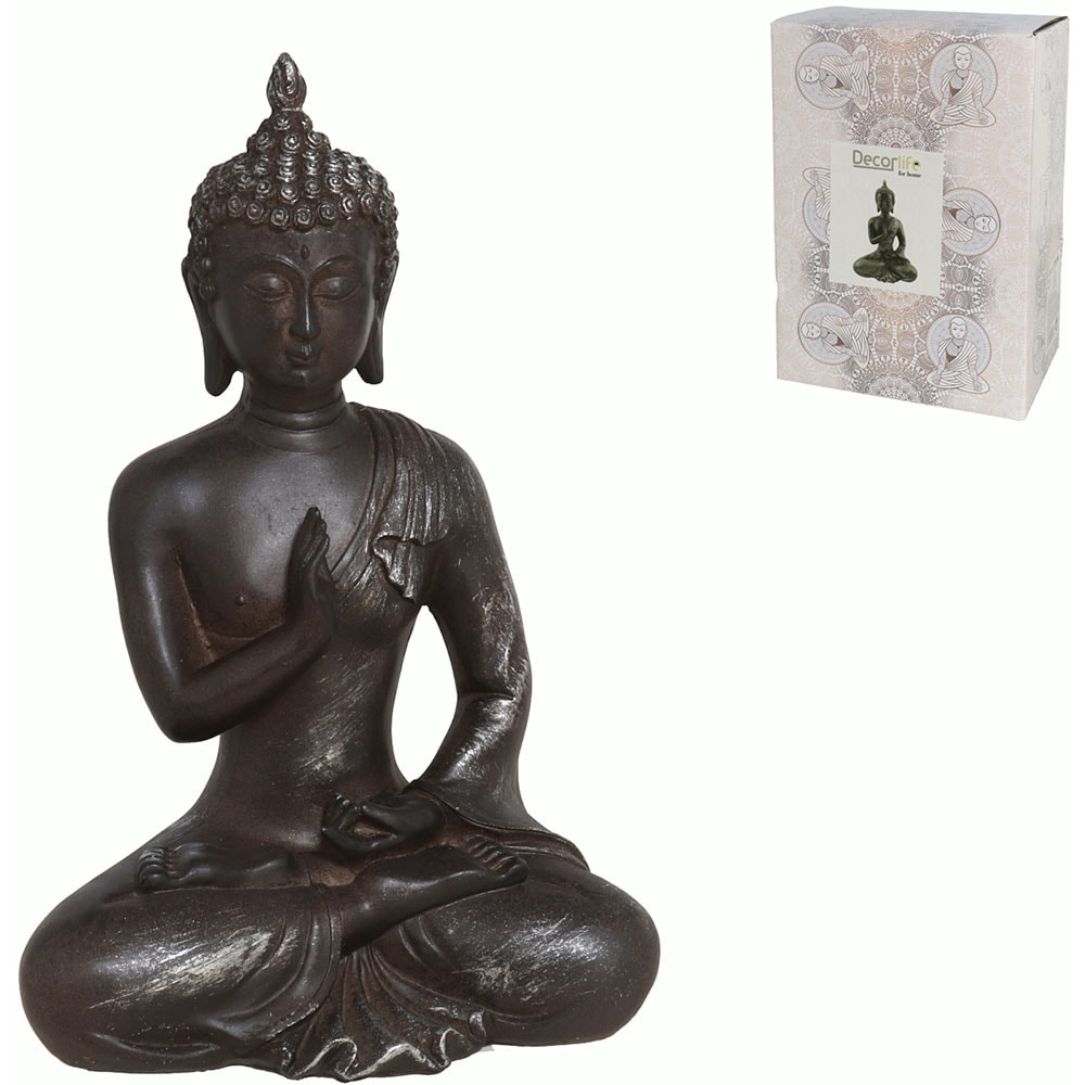 Statueta decorativa Buddha Bela, rasina, 11 x 16 x 23 cm, negru