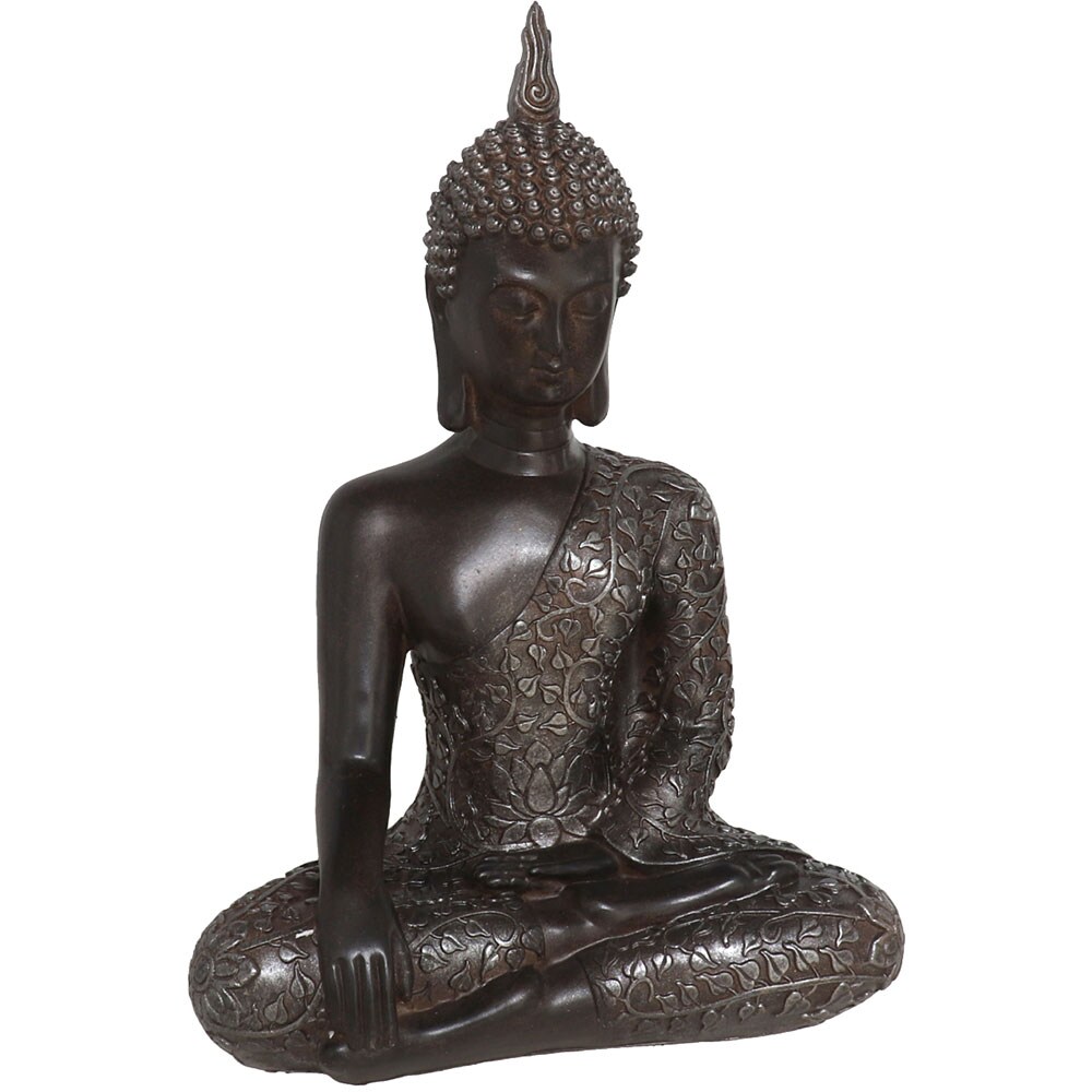 Statueta decorativa Buddha Disha, rasina, 14 x 22 x 32 cm, negru