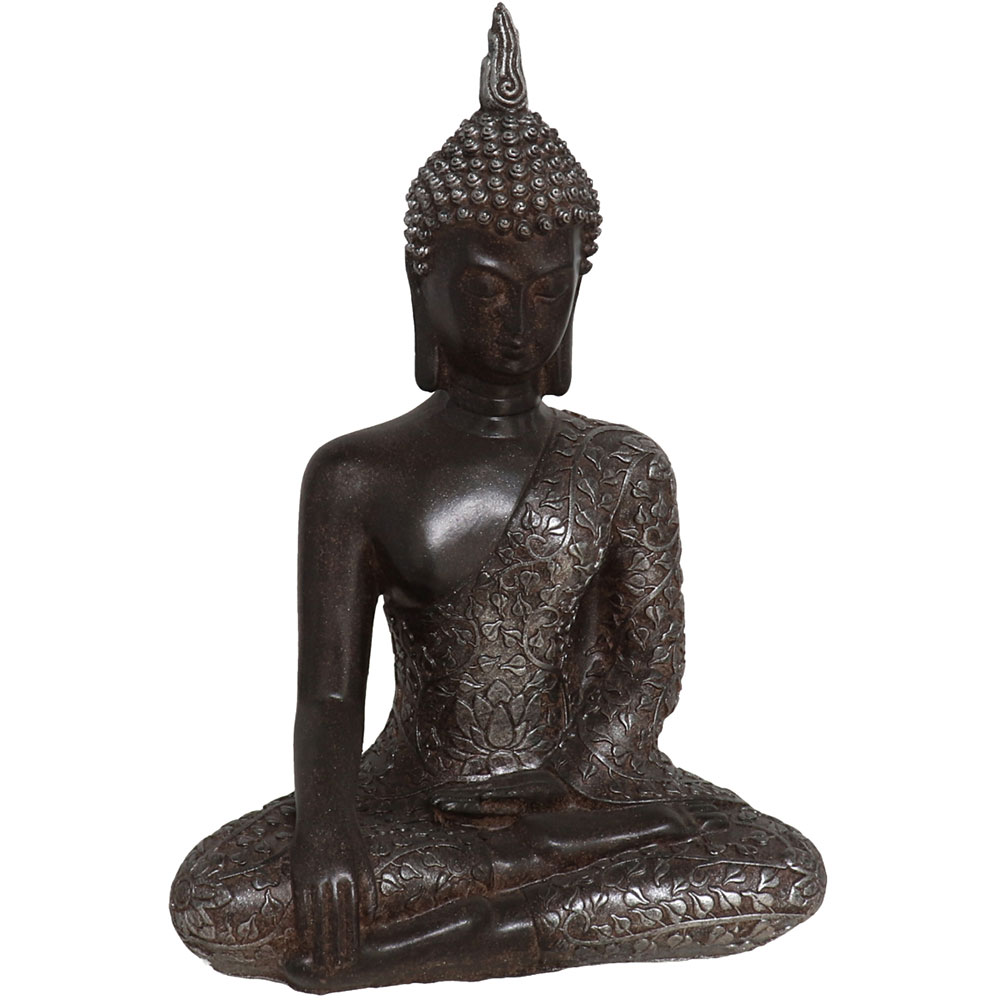 Statueta decorativa Buddha Disha, rasina, 11 x 17 x 24 cm, negru