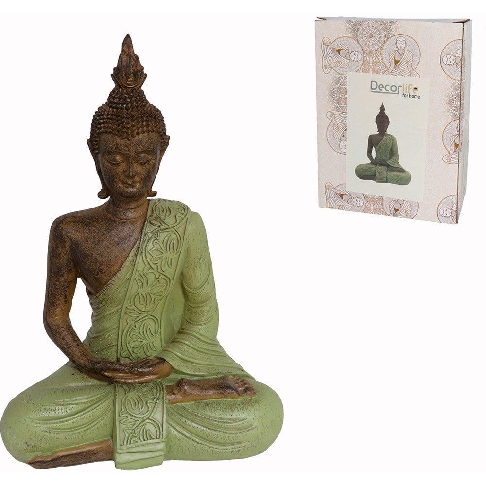 Statueta decorativa Buddha Kuljit, rasina, 8 x 14 x 21 cm, maro