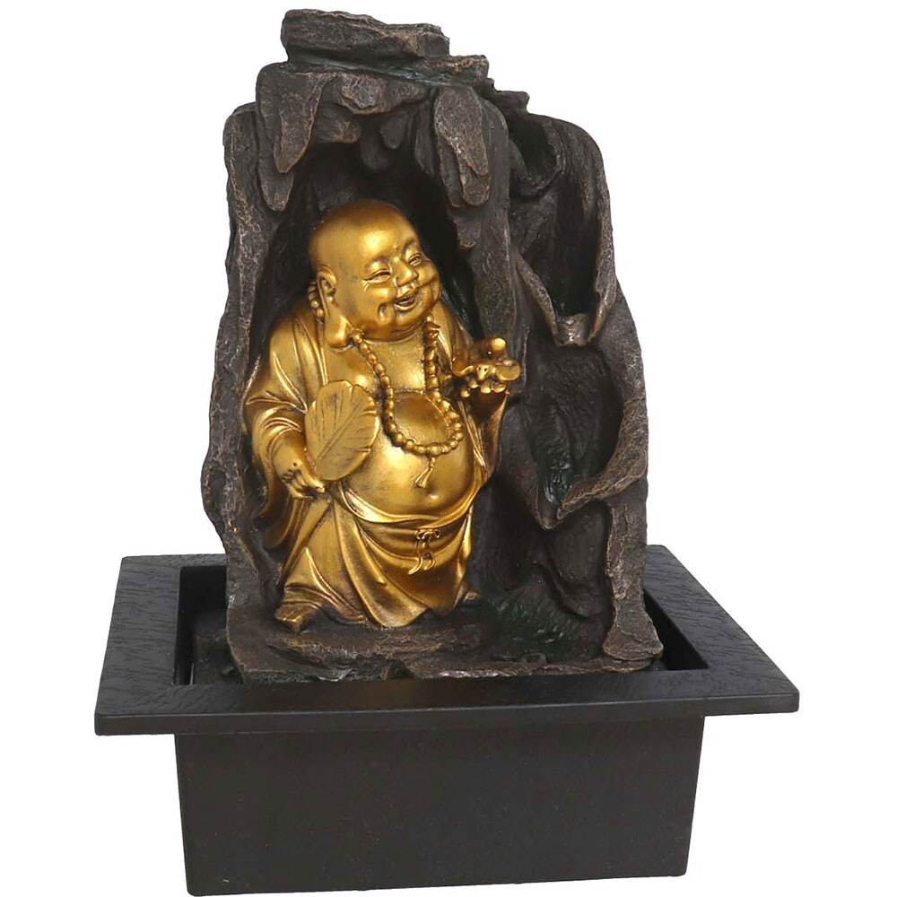 Fantana decorativa Buddha Mandara, rasina, 20 x 25 x 31 cm, LED, auriu