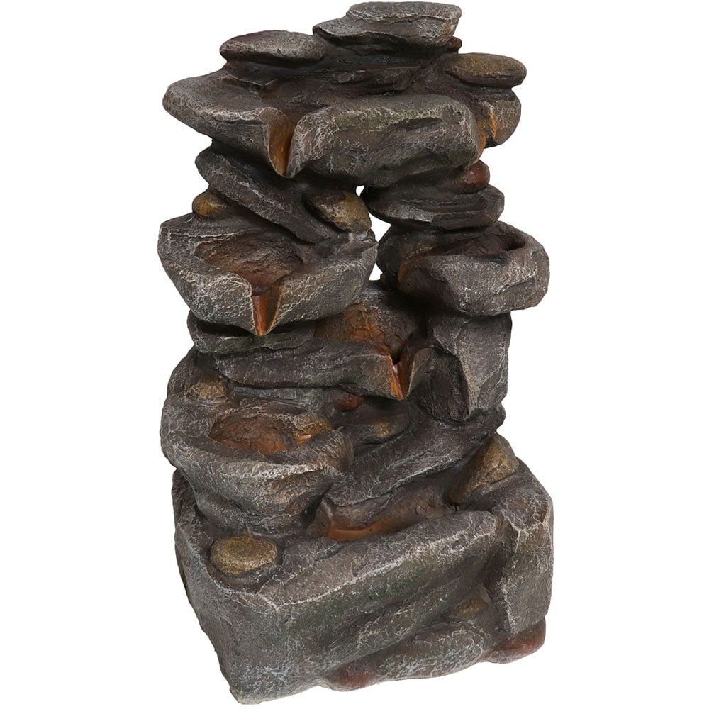 Fantana decorativa Rock Navani, rasina, 22 x 30 x 49 cm, LED, gri