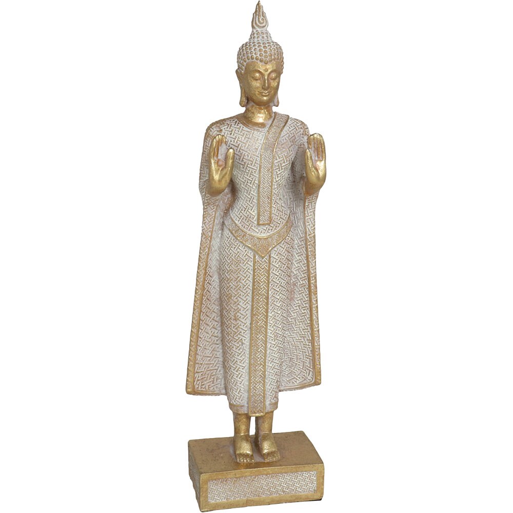 Statueta decorativa Buddha Ramya, rasina, 5 x 9 x 30 cm, alb