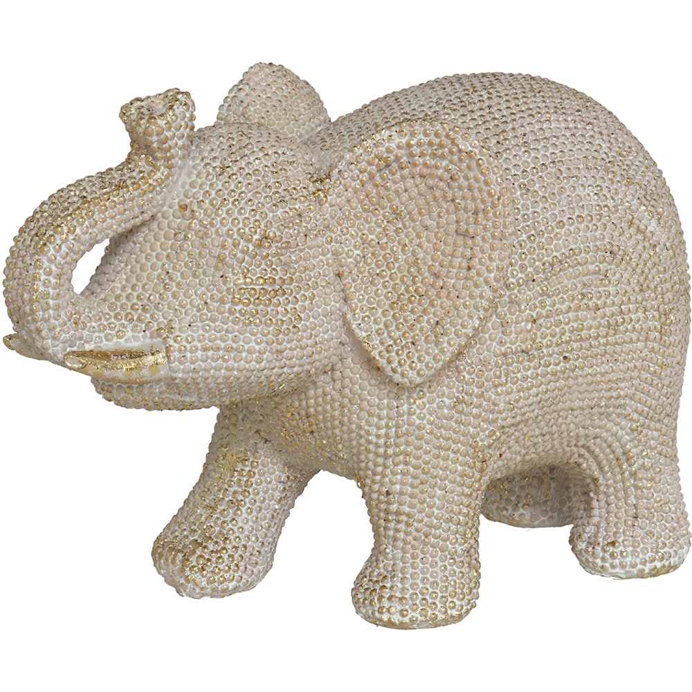 Statueta decorativa Elefant, rasina ABS, 9 x 17 x 12 cm, alb