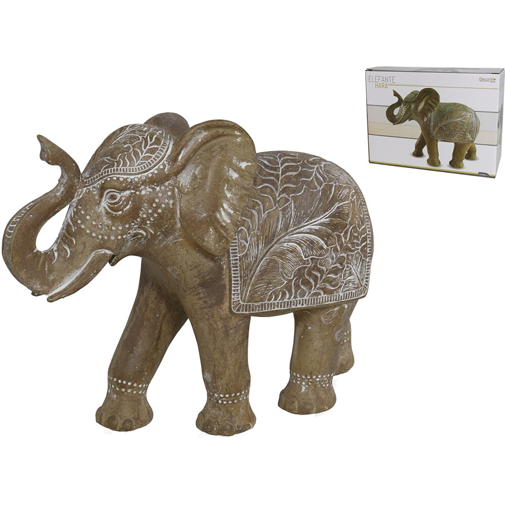 Statueta decorativa Elefant Hara, rasina ABS, 9 x 25 x 18 cm, maro
