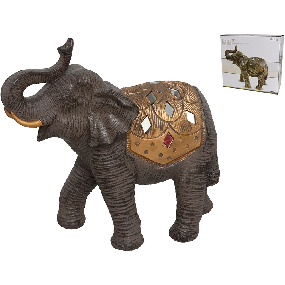 Statueta decorativa Elefant Mirror 2, rasina ABS, 10 x 23 x 21 cm, maro