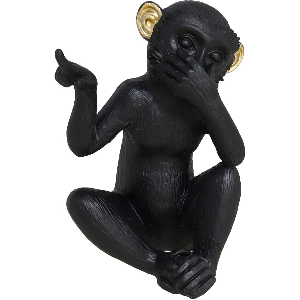 Statueta decorativa Maimuta, rasina ABS, 12 x 12 x 17 cm, negru