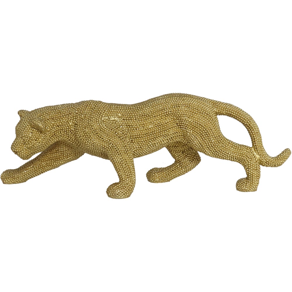 Statueta decorativa Leopard, rasina ABS, 7 x 31 x 11 cm, auriu