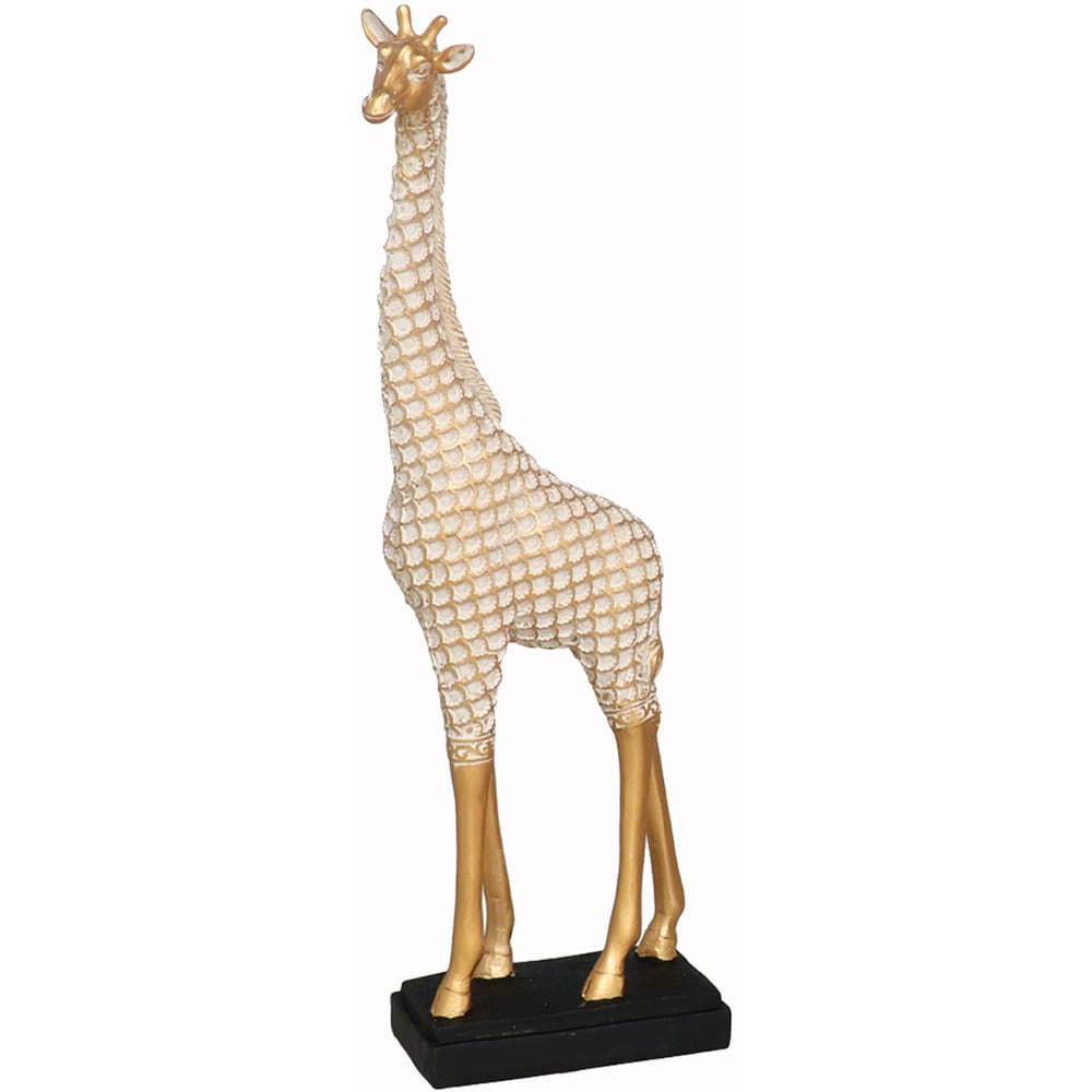 Statueta decorativa Girafa, rasina ABS, 7 x 13 x 35 cm, auriu