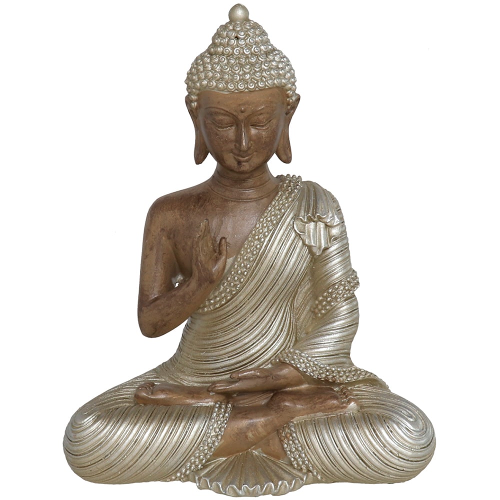 Statueta decorativa Buddha Disha, rasina ABS, 9 x 16 x 20 cm, negru