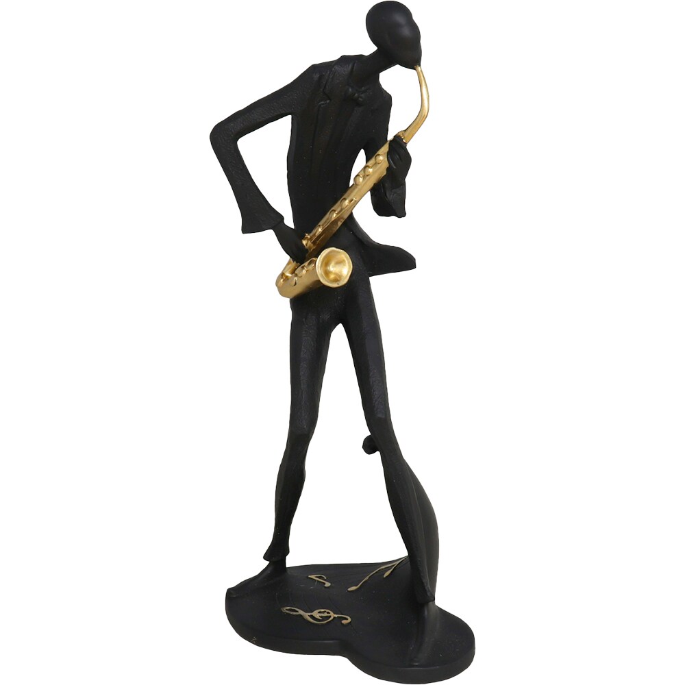 Statueta decorativa Muzician, rasina ABS, 15 x 11 x 34 cm, negru