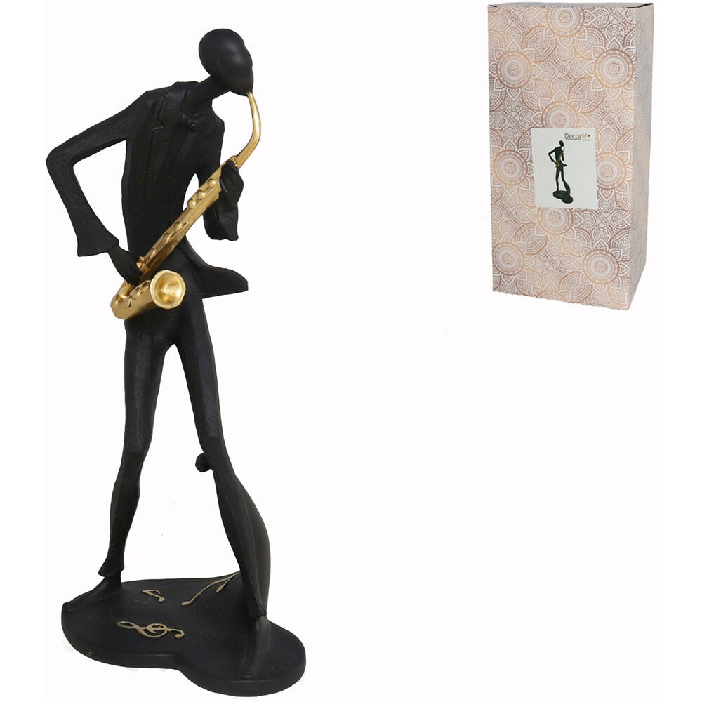 Statueta decorativa Muzician, rasina ABS, 15 x 11 x 34 cm, negru