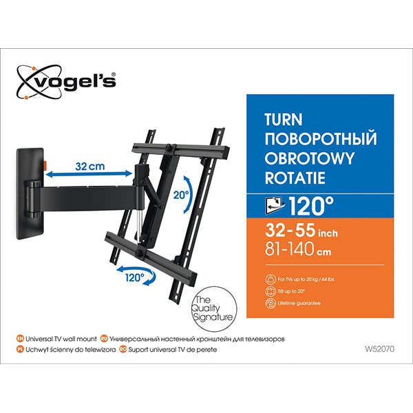 Suport TV perete VOGEL'S W52070, reglabil, 32-55", 20kg, negru