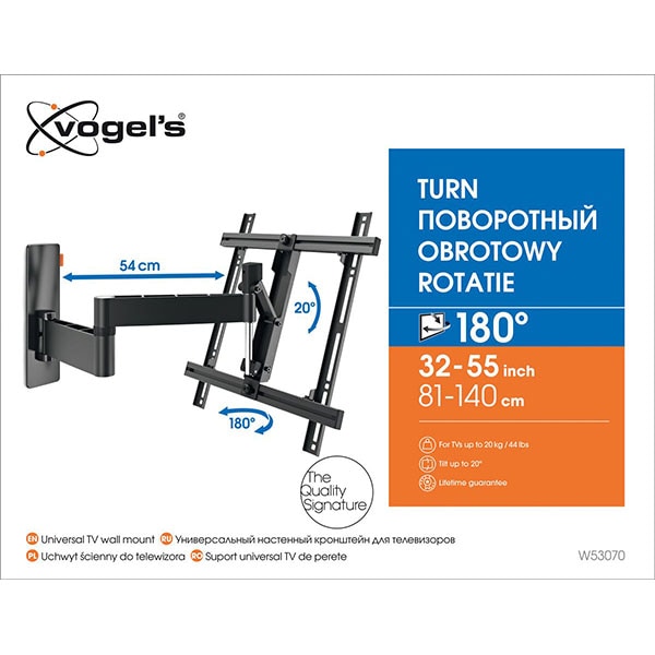 Suport TV perete VOGEL'S W53070, reglabil, 32-55", 20kg, negru