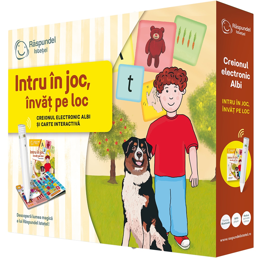 Pachet carte interactiva si creion RASPUNDEL ISTETEL: Intru in joc invat pe loc 69365, 5 ani+, multicolor