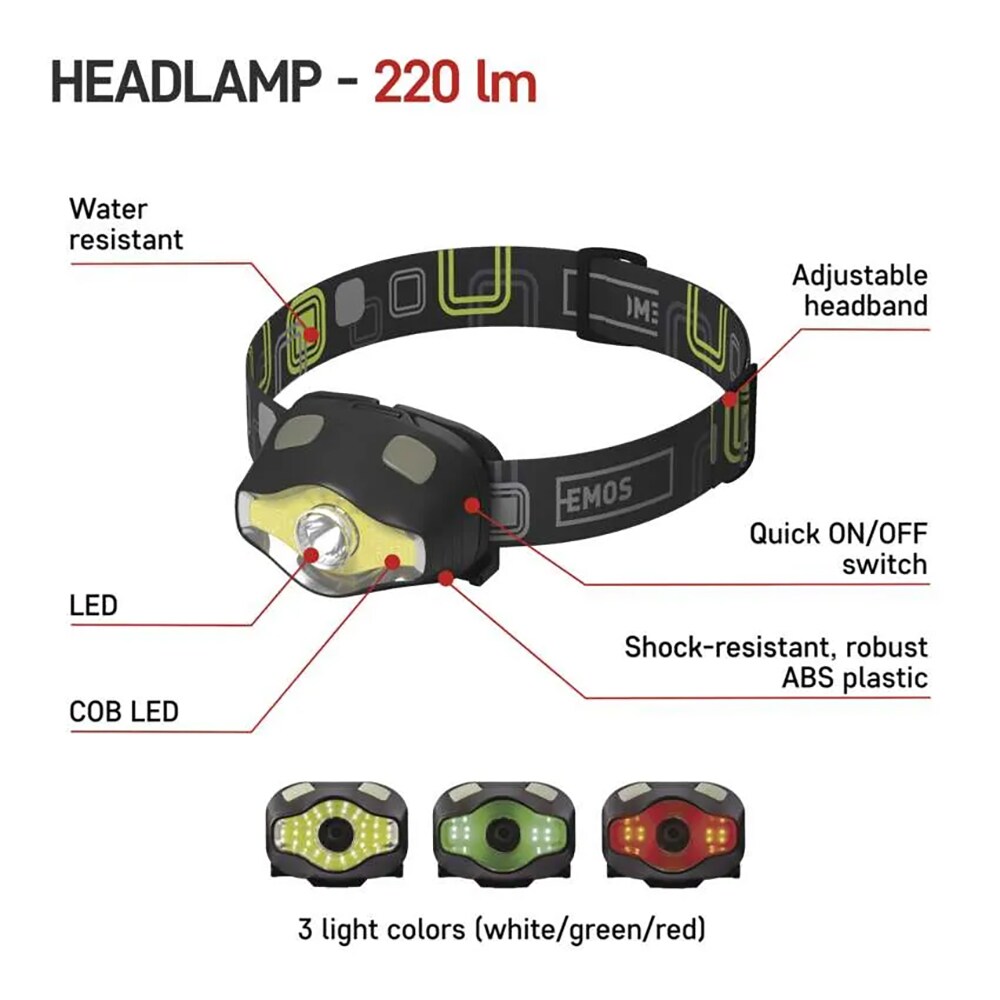 Lanterna LED PROMELEK, 220lm, 3 AAA, negru