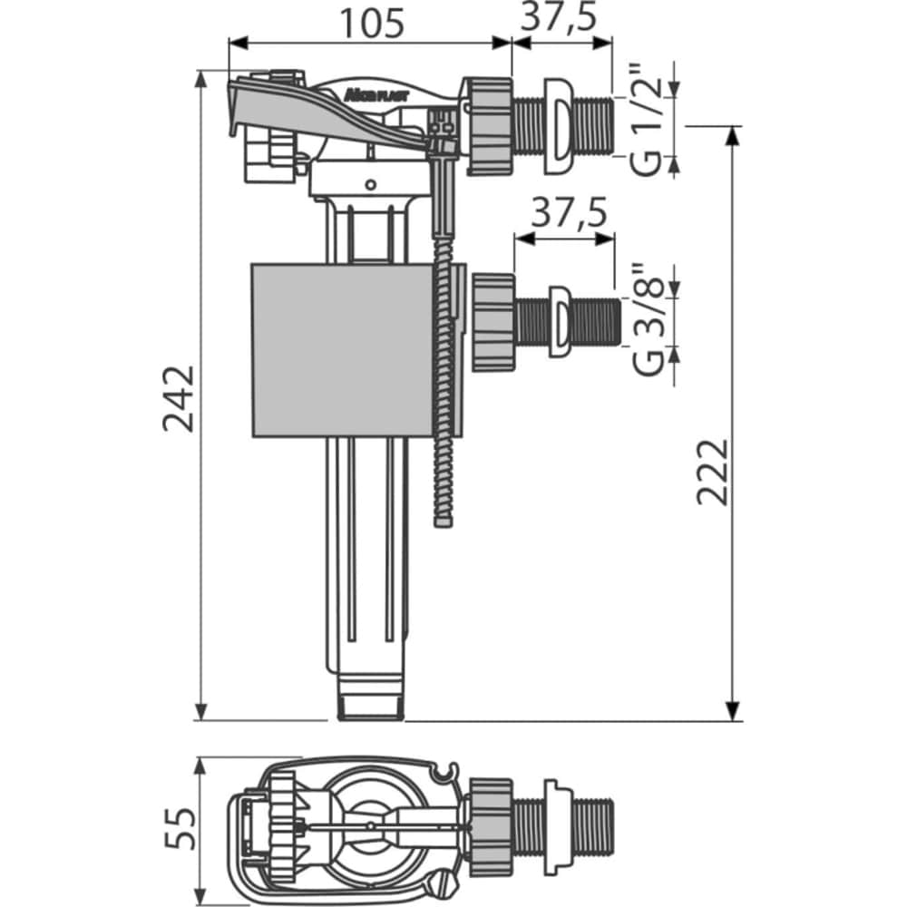 Robinet flotor ALCA A160, alimentare laterala, universal