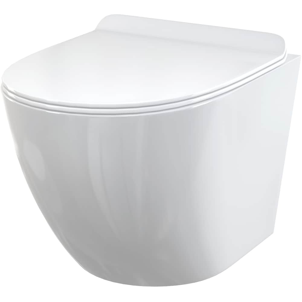 Vas WC suspendat ALCA Solid, portelan, evacuare orizontala, 36.5 x 48 x 38 cm, capac SoftClose, alb