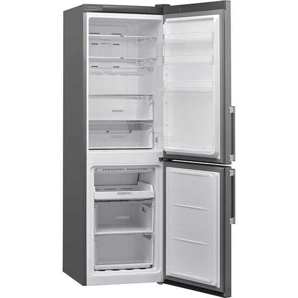 Combina frigorifica WHIRLPOOL W7 821O OX H, Total No Frost, 338 l, H 189 cm, Clasa E, 6th Sense, argintiu