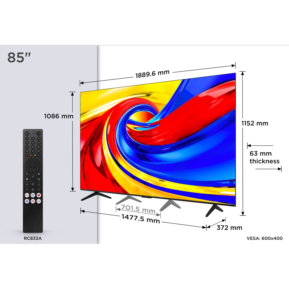 Televizor QLED Smart TCL 85P79L, Ultra HD 4K, 215cm
