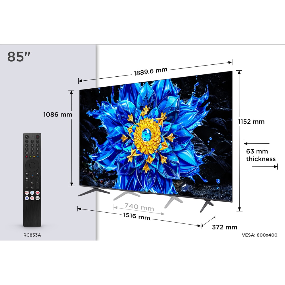 Televizor QLED Smart TCL 85P89L, Ultra HD 4K, 215cm