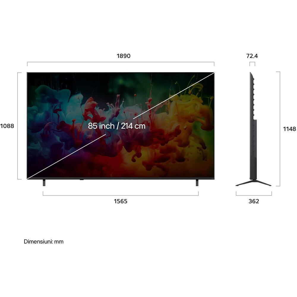 Televizor QNED SMART LG 85QNED72B3A, Ultra HD 4K, 214cm