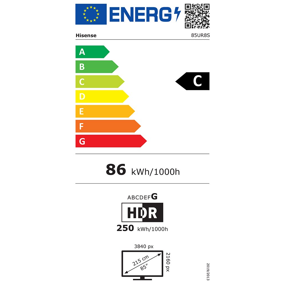 Televizor RGB Mini-LED ULED Smart HISENSE 85UR8S, Ultra HD 4K, HDR, 215cm