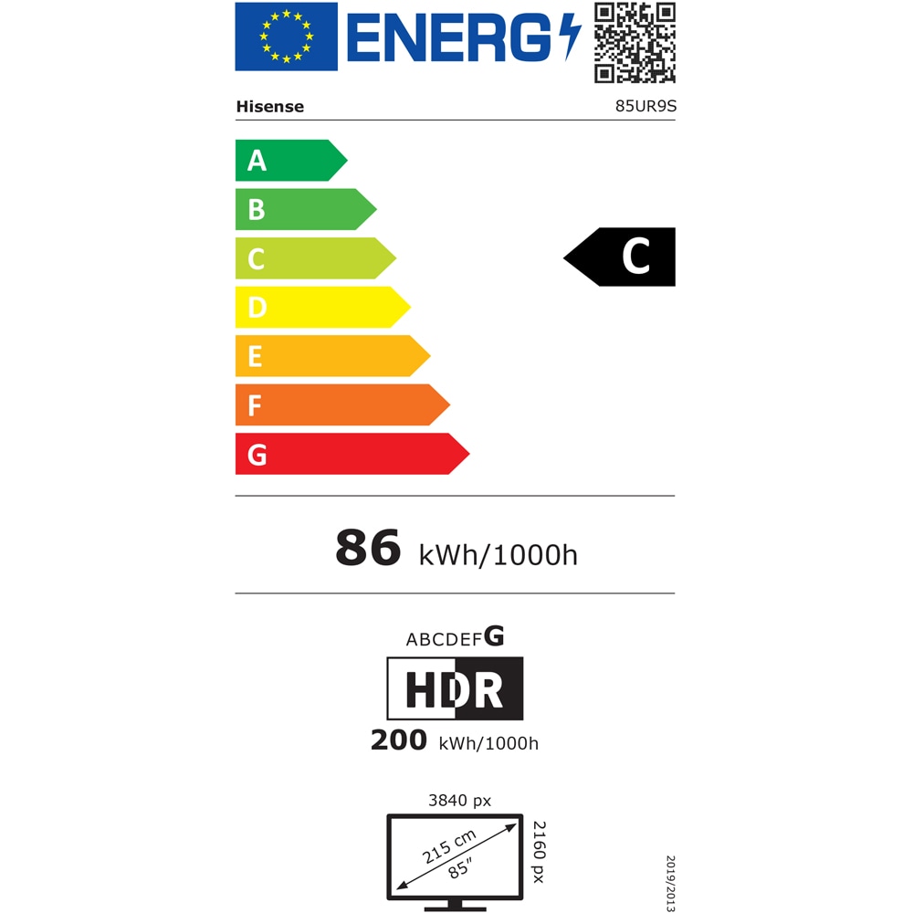 Televizor RGB Mini-LED ULED Smart HISENSE 85UR9S, Ultra HD 4K, HDR, 215cm