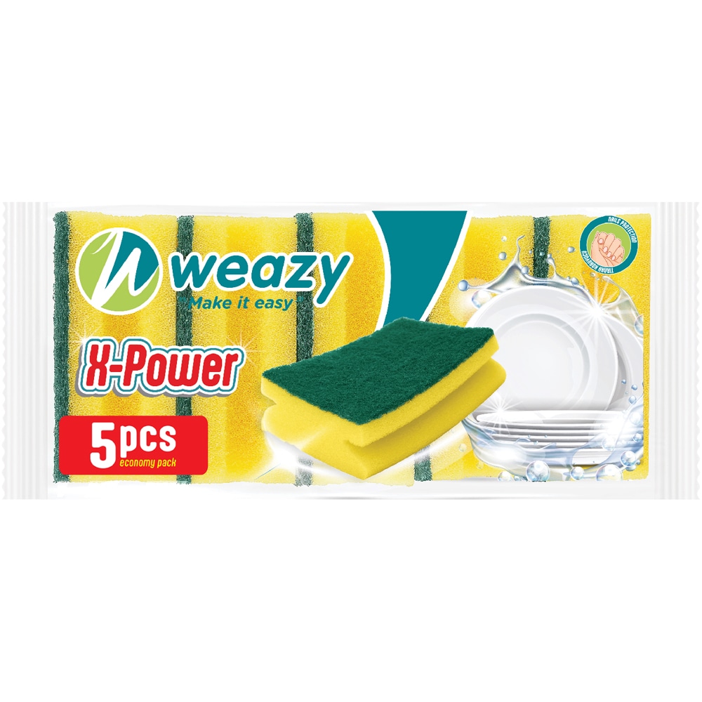 Burete de vase WEAZY X-Power, cu strat abraziv, 5 bucati